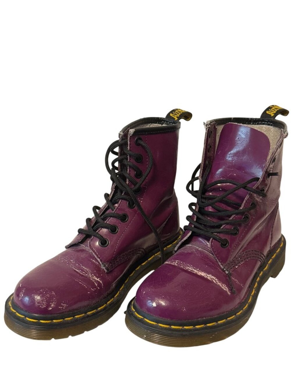 Dr. Martens Purple Patent Combat Boots Womens Size 5 Lace-Up Leather Durable Sol - Picture 3 of 8